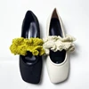 Knitted Elastic Band Mary Janes Shoes Women Square Toe Elegant Low Heels Pumps Spring Autumn PU Leather Ladies Shoes Loafers 2