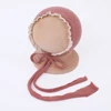 Ruffle Baby Girl Hat for Photography Props Fabric Newborn Bonnet with Lace Edge Classic Solid Newborn Hat Baby Photo Accessories 1