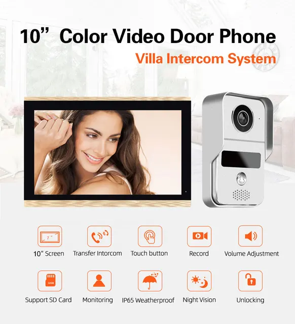 10 inch Touch Screen Monitor Wireless Wifi Smart Video DoorPhone Intercom  System Doorbell Camera with 1080P Wired Doorbell Tuya - AliExpress