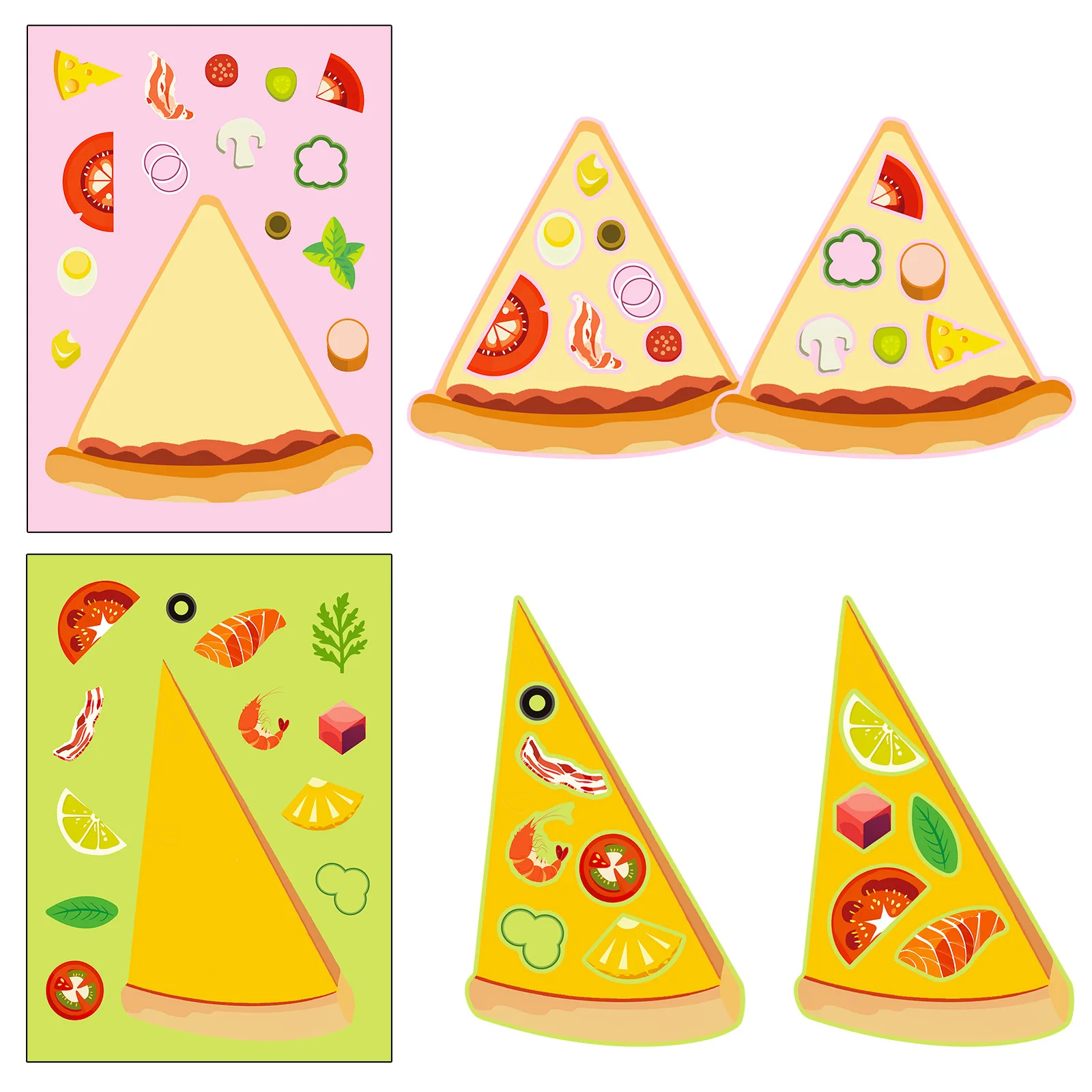 DIY Pizza Face Puzzle Stickers - 6 Sheets of Fun Educational Games