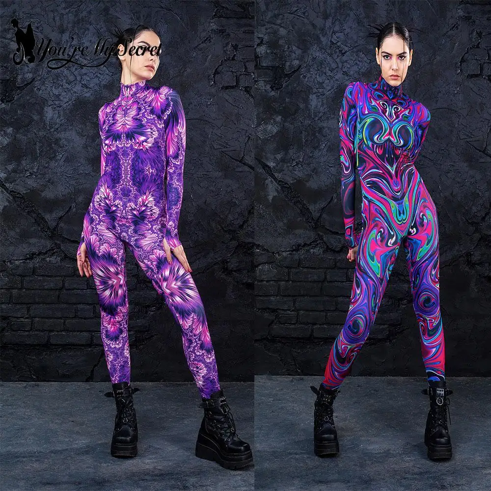 

[You're My Secret] Cosplay Costumes for Women Carnival punk Steampunk Sexy Jumpsuit Performance 3D Printing Zentai Bodysuit