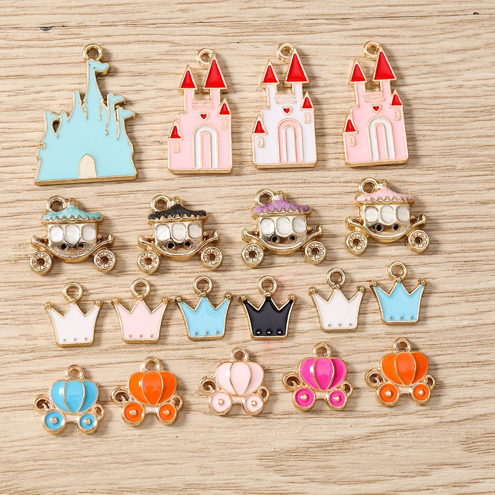 Tusember 20 Stück niedliche Emaille-Anhänger mit Cartoon-Motiv, Prinzessin, Kürbis, Kutsche, für DIY-Ohrringe, Armbänder und Schmuckherstellung