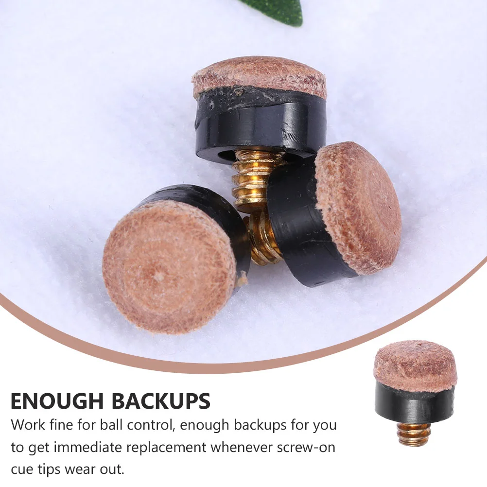 20 Pcs Screw Head Pool Cue Tips Cues Replacement Accessories Billiard for Skin