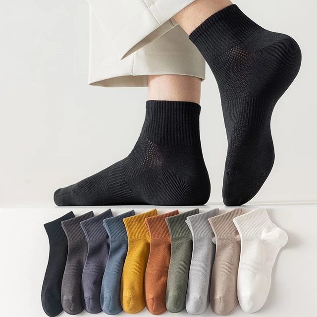 5 Pares De Calcetines Sin Costura Para Hombres, Multicolor, Malla