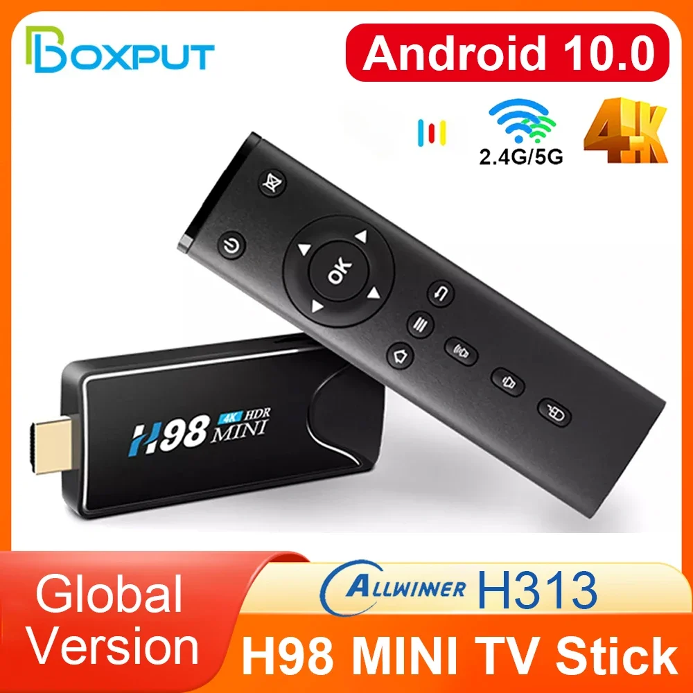 BOXPUT H98 mini Smart TV Stick Android10 TV Box 2G/16G 4G/32G 4K HDR 2.4G  5G WiFi BT Quad-Core TV Box Set Top Box TV Receiver