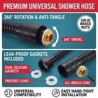Black Stainless Steel Shower Hose 1.5M/2M Flexible Anti-winding Bathroom Water Pipe G1/2 Interface Explosion-proof Shower Tube 3