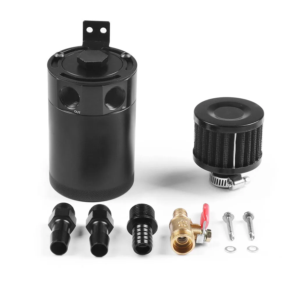 Universal Aluminum 2-port/ 3-port Oil Catch Can Tank Breather Filter Engine Mini Oil Separator