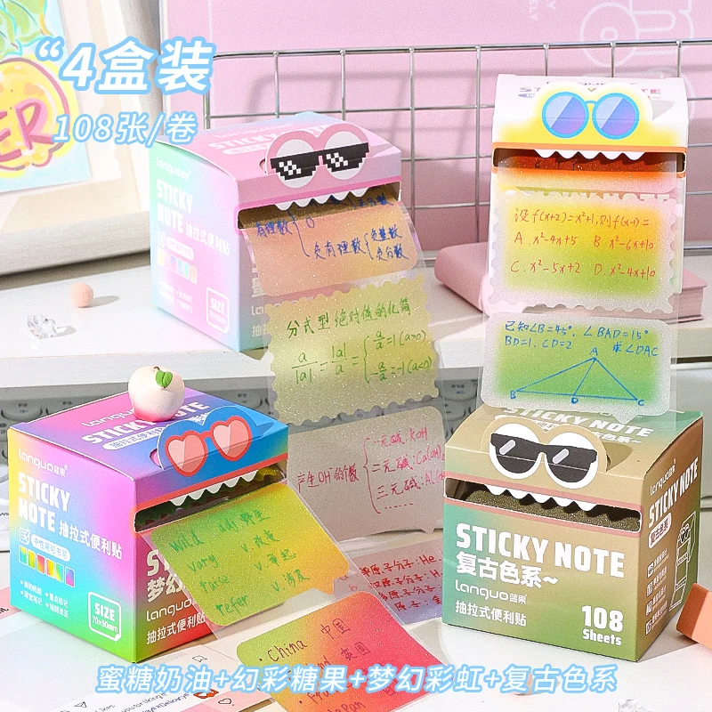 LANGUO Pull-out Transparent Sticky Notes with Shiny Pearl Effect No ...