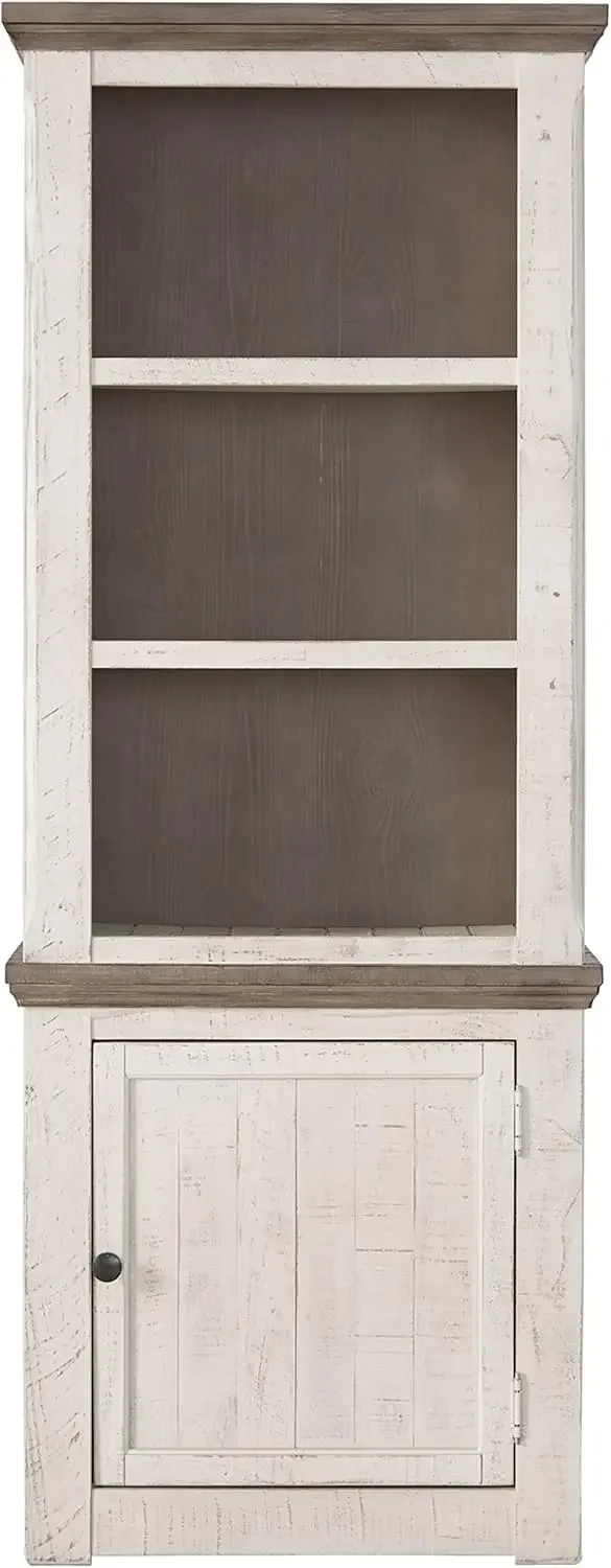 Havalance Modern Farmhouse Right Pier Cabinet, Shelves for Storage, Weathered Gray Vintage White, cabinet , furniture - Image 3