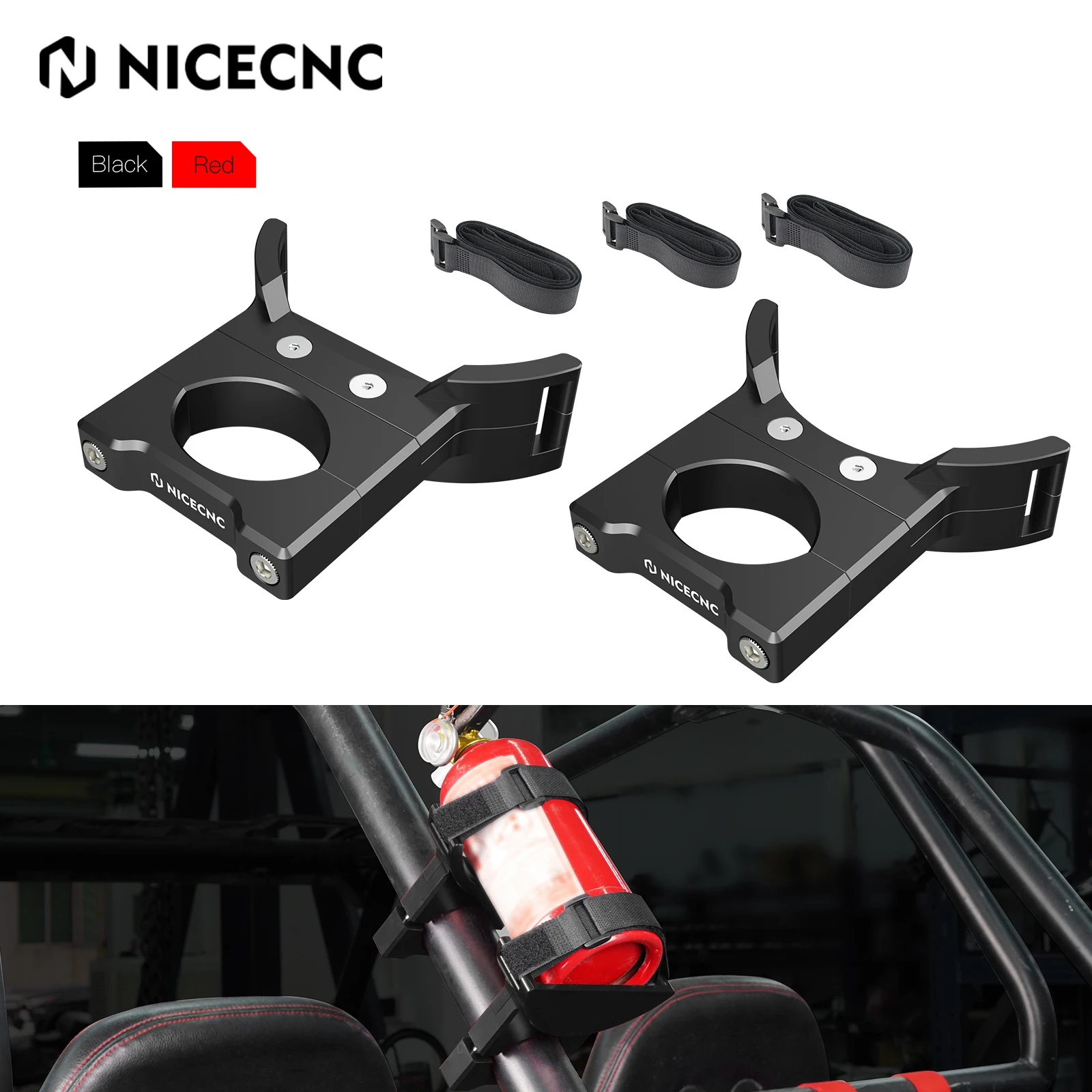 NICECNC UTV Fire Extinguisher Holder Kit Fits for 1.5" 2" Tubes & 3" 4.