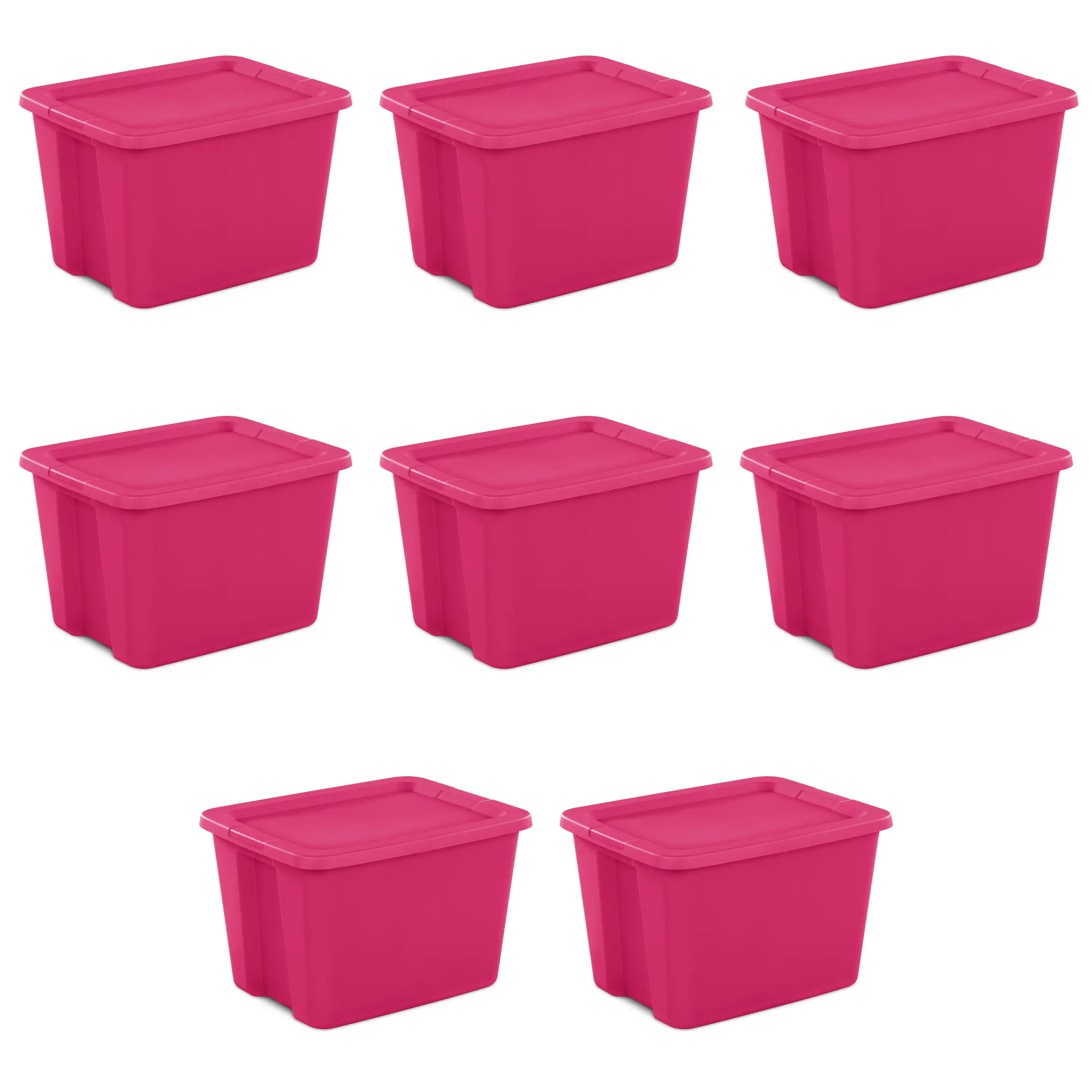 18 Gallon Tote Box Plastic, Fuchsia Burst, Set of 8 1