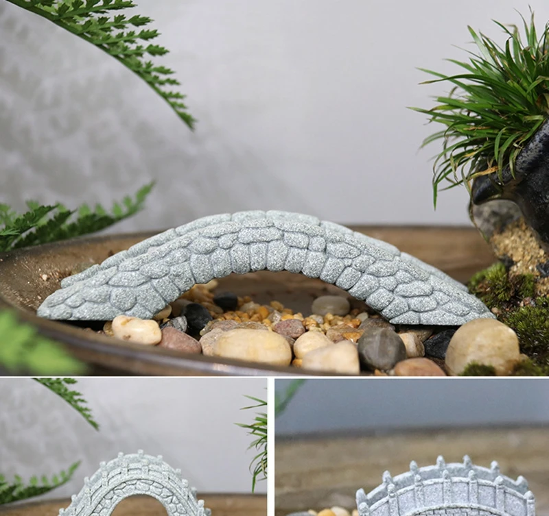 Miniatur Sandsteine Brücke Figur Boot DIY Terrarium Ornamente Fee Garten Bonsai Steingarten Lanscaping für Raumdekoration – Detail 2
