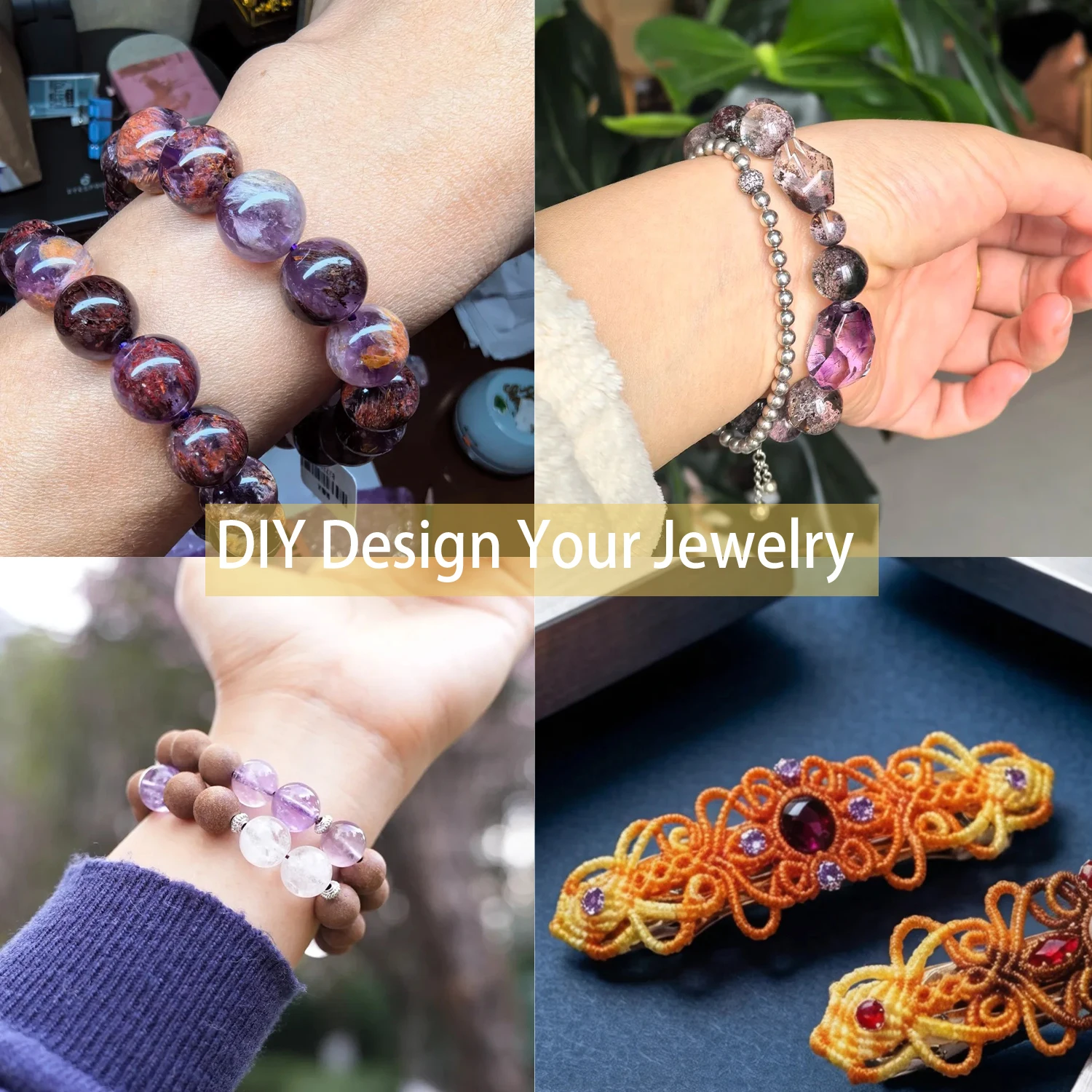천연 퍼플 팬텀 쿼츠 루스 비즈 대량 판매, 쥬얼리 DIY 핸드메이드 제작용