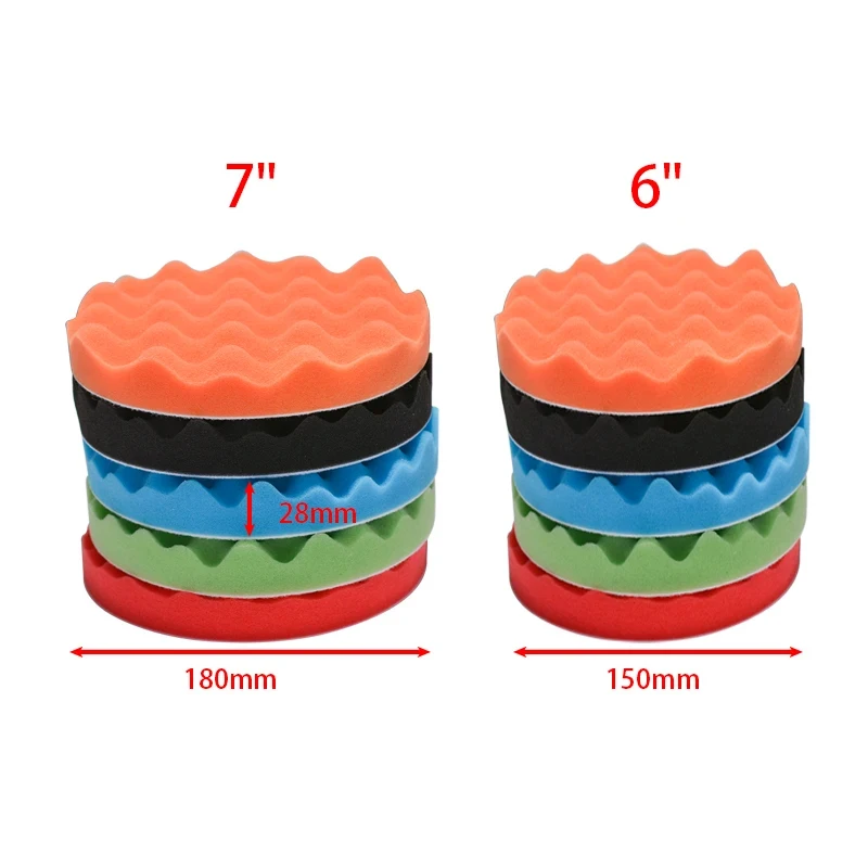 5Pcs 150/180mm Car Polishing Pads 5/6/7inch Sponge Polisher Clean Waxing Tool Auto Beauty Polishing Kit Buffing Cleaning Tool 3