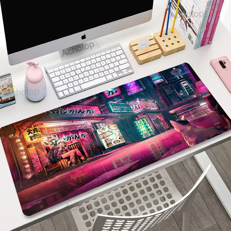 

Tokyo City Scene Desk Mat Gaming Mouse Pad XXL Large Mousepad Gamer Stitched Edge Keyboard Mouse Mat for Work Game Office Rugs