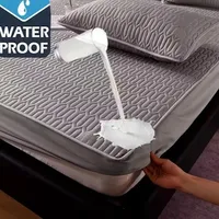 Waterproof Thicken Bed Cover Solid Color Mattress Protector Skin-Friendly Queen King Double Fitted Sheet Mat 90 150 180x200cm 1