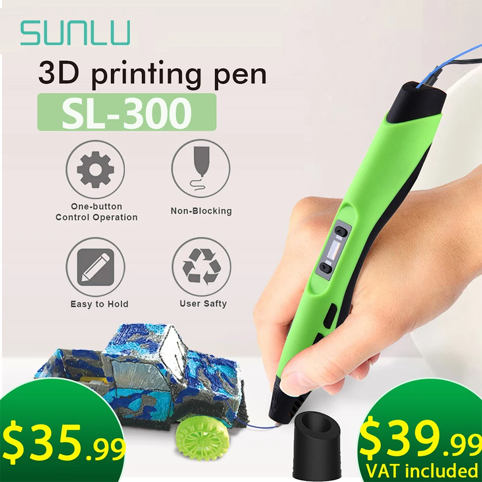 SUNLU 3D Printing Pen SL-300 intelligent 3D Pen For Christmas Gift Child Intelligent 3D Pen Drawing Fast Shipping 3D Pens Set sunlu 3d printing pen sl 300 intelligent 3d pen for christmas gift child intelligent 3d pen drawing fast shipping 3d pens set