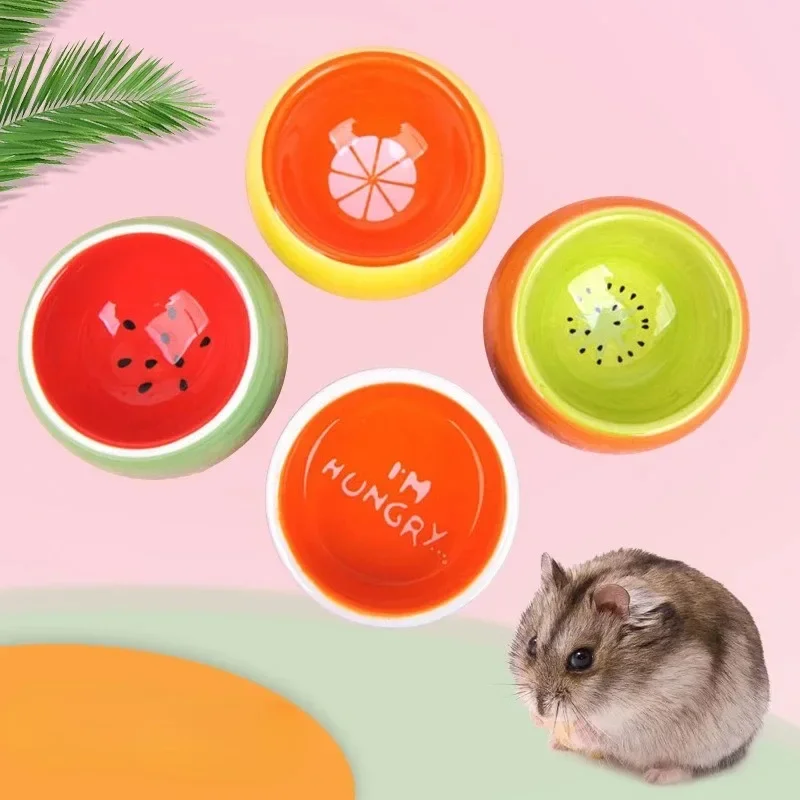 Anti-spill Hamster Food Bowl Fruit Color Ceramic Bowl Small Pet Animal Feeding Water Prevent Tipping