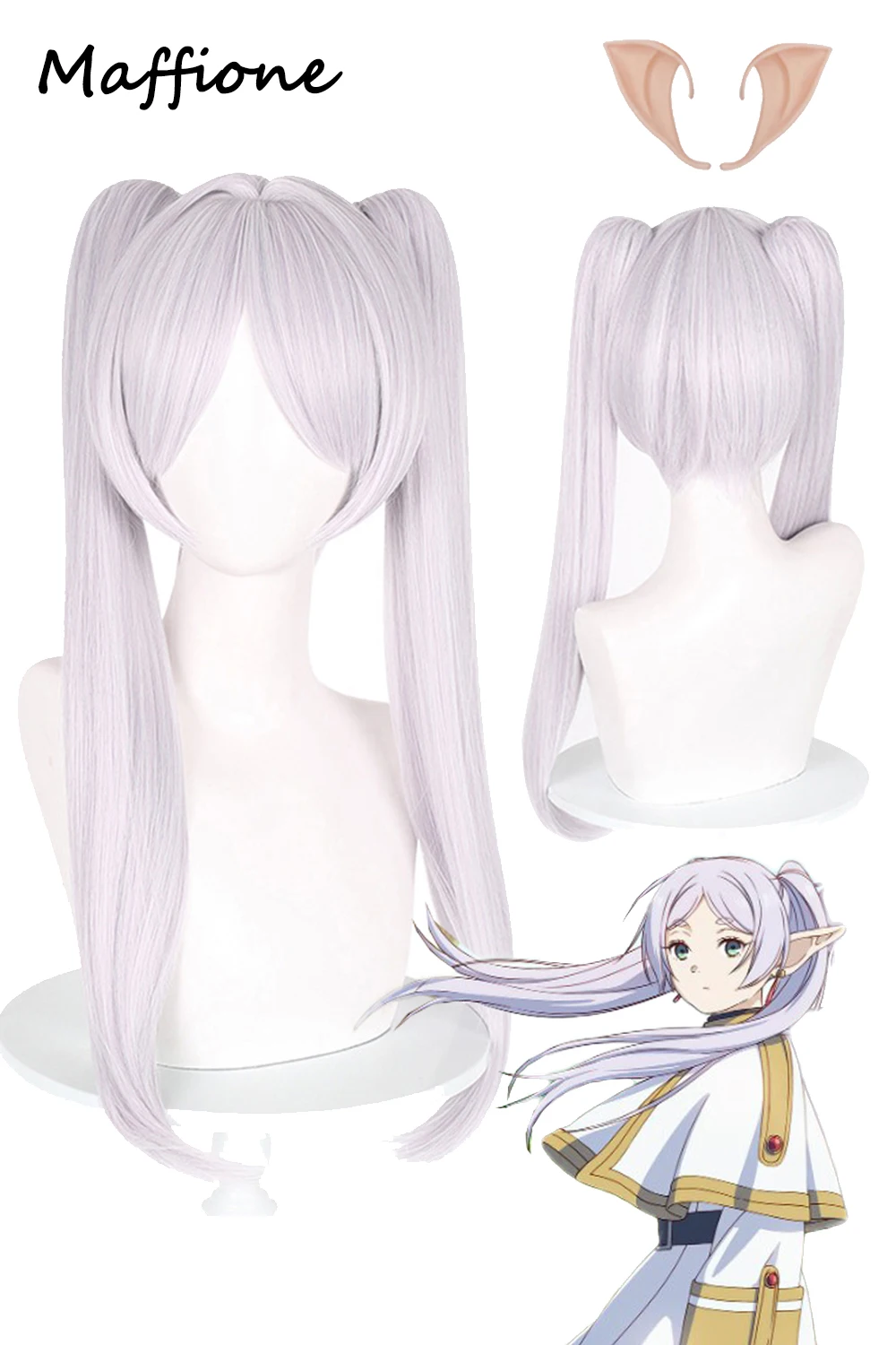 

Frieren Wigs Ears Cosplay Anime Sousou of Friern Fantasy Costume Accessories Women Roleplay Fantasia Prop Halloween Hair Decor