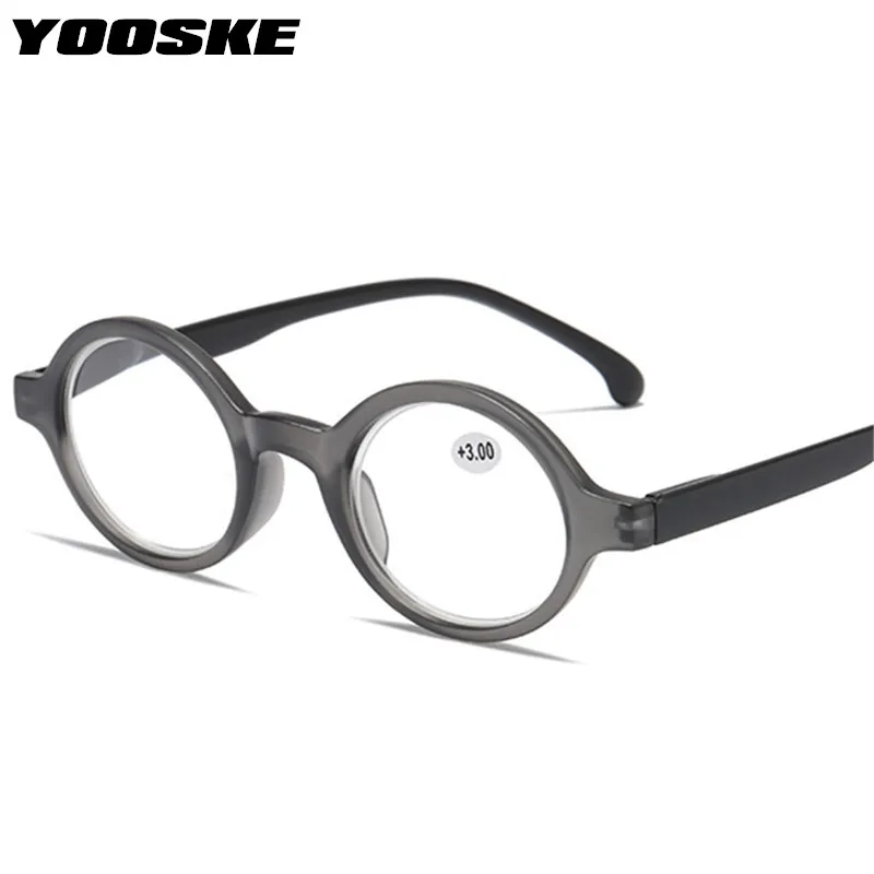 YOOSEK +1.0 1.5 2.0 2.5 3.0 3.5 4.0 Reaidng Glasses Men Vintage Round Presbyopic Eyeglasses Women Small Prescription Eyewear