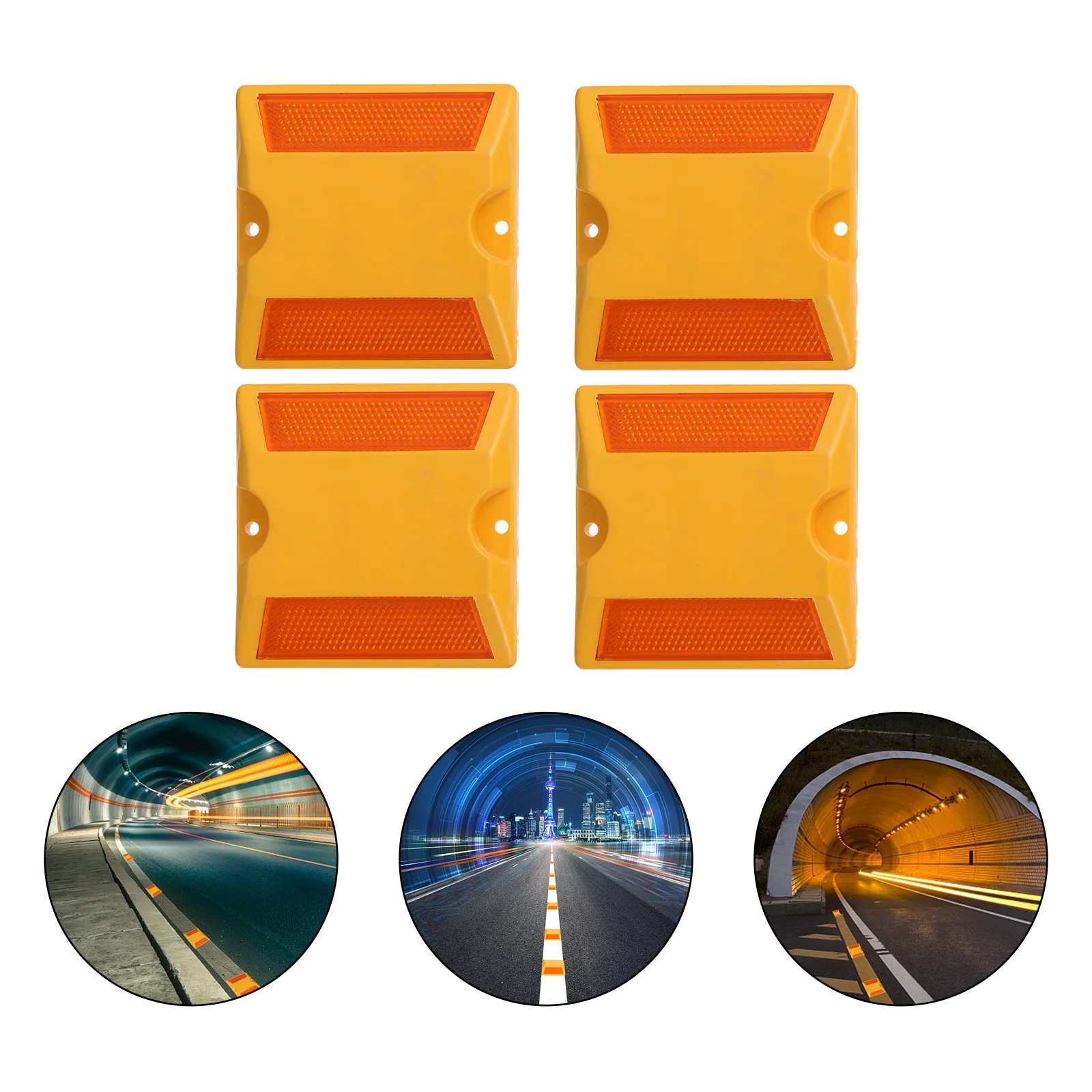 

4 Pcs Driveway Markers Truck Wheels Road Reflectors Cat Eye Trailer Chocks Car Stopper Reflective Triangular Sign