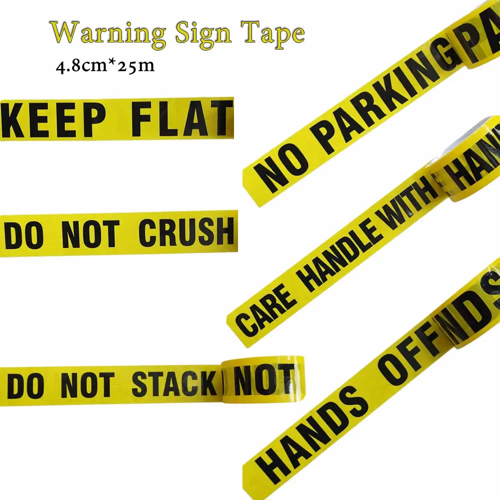 Warning Sign Tapes Adhesive Opp Tapes DIY Sticker 1/Roll 48mm*25m For Warehouse Factory School