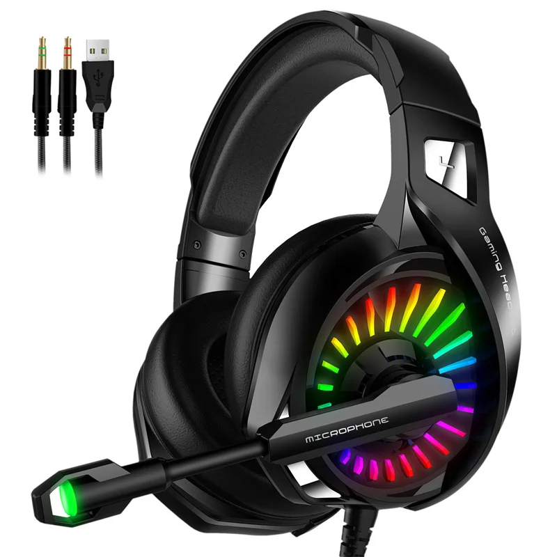 

For Ps4 Ps5 Xbox One Pc Laptop Led Rgb Light Microphone Noise Canceling 7.1 Stereo Surround Gaming Headset Over Ear Headphones