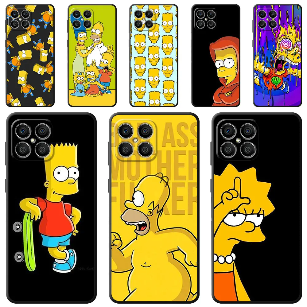 Funny Homer Simpson Case Per Honor 90 Lite 8X 20 70 X8 X8A X9A X7 X6 50 Magic5 Pro 4 Black Soft Phone Funda