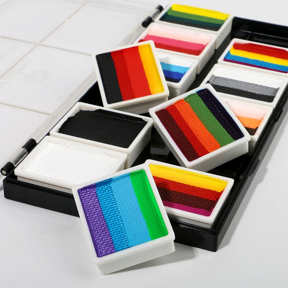 Bowitzki Professional Mountains and rivers Face Paint And Body Paint 12x10gm One Stroke Split Cake Rainbow Halloween ﻿ 4