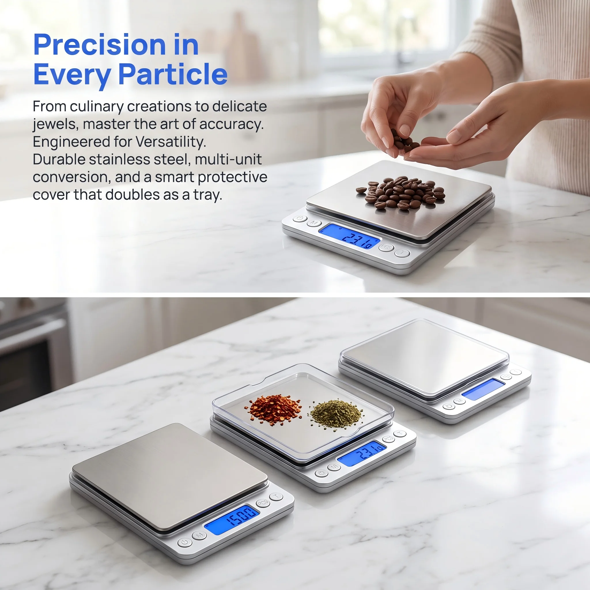 Stainless Steel Digital Kitchen Scale with LCD Display for Precise Cooking and Dieting