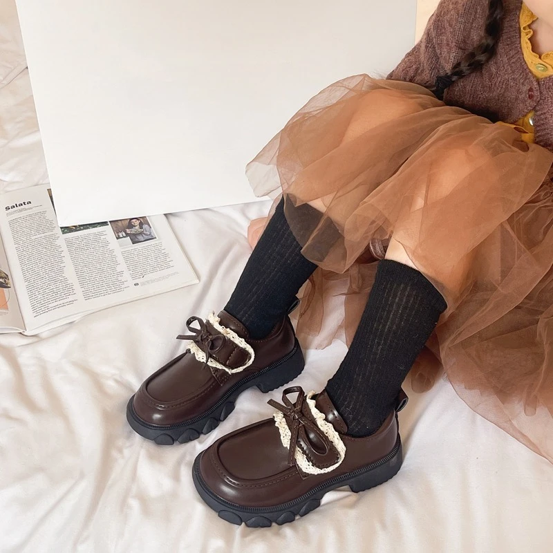 Leather Mary Jane Shoes for Girls Spring Autumn