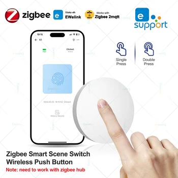 Ewelink Zigbee Smart Push Button Wireless Switch Include Battery Remote Control Automation Scenario Switch Work with Zigbee2mqtt