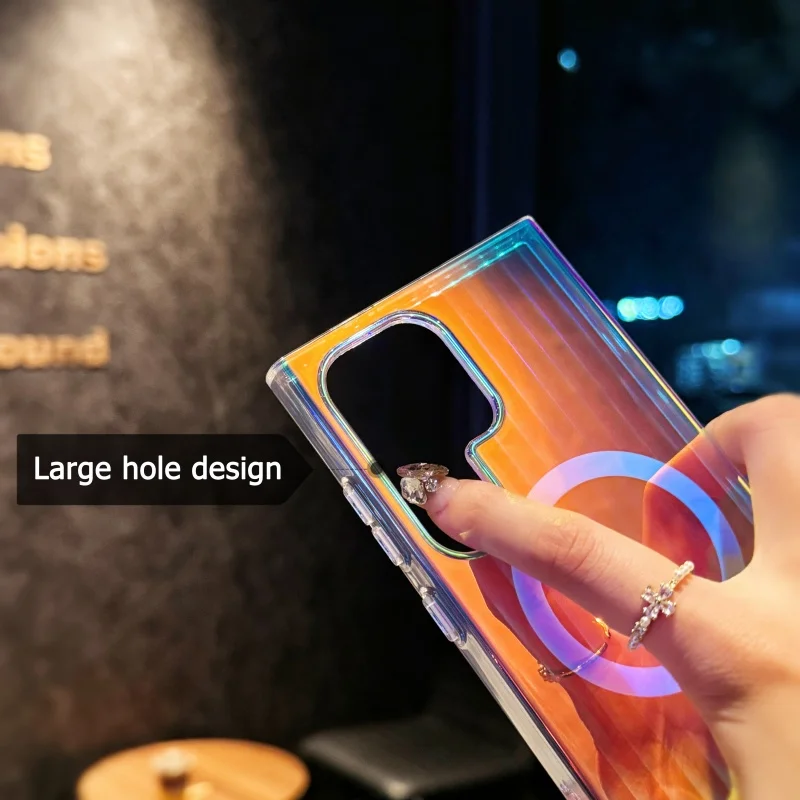 Vibrant Gradient Wireless Charging Magnetic Case – Transparent Protective Cover