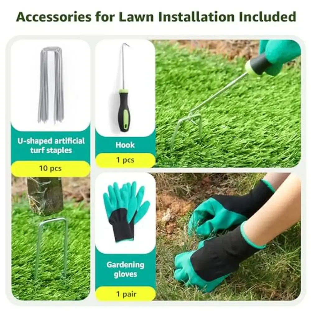 Outdoor Garden Landscape Decoration Synthetic Grass Turf Roll with Drainage Holes Easy Cut Realistic Look Pet Friendly Reusable