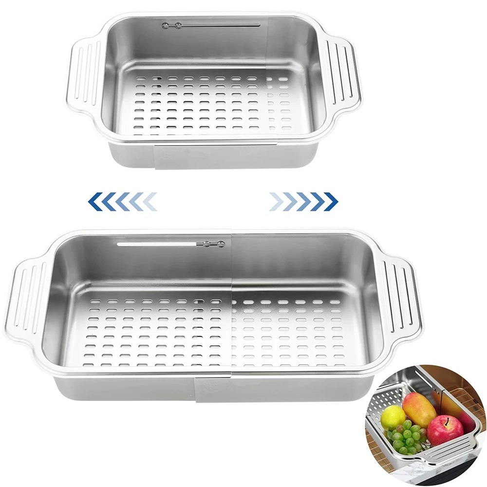 LMETJMA Expandable Sink Colander Stainless Steel Sink Dish Drying Rack Kitchen Drainer Basket Drain Tray Sink Organizer JT318 LMETJMA Expandable Sink Colander Stainless Steel Sink Dish Drying Rack Kitchen Drainer Basket Drain Tray Sink Organizer JT318