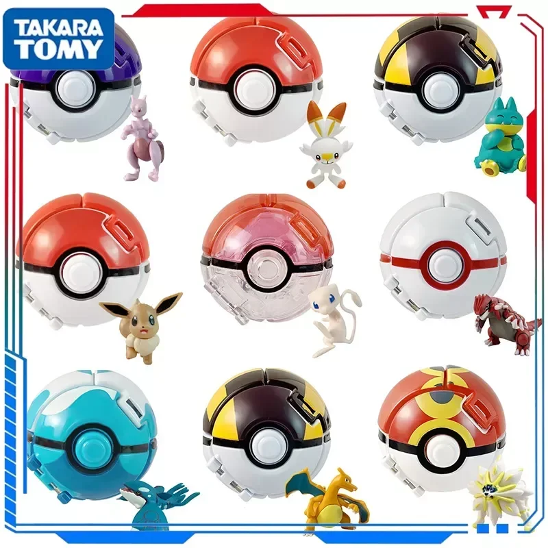 

7.5cm Pokemon Pokeball Elf Ball Toy Anime Figure Pikachu Eevee Mew Charizard Pocket Monster with figurine Model for Kids Gift