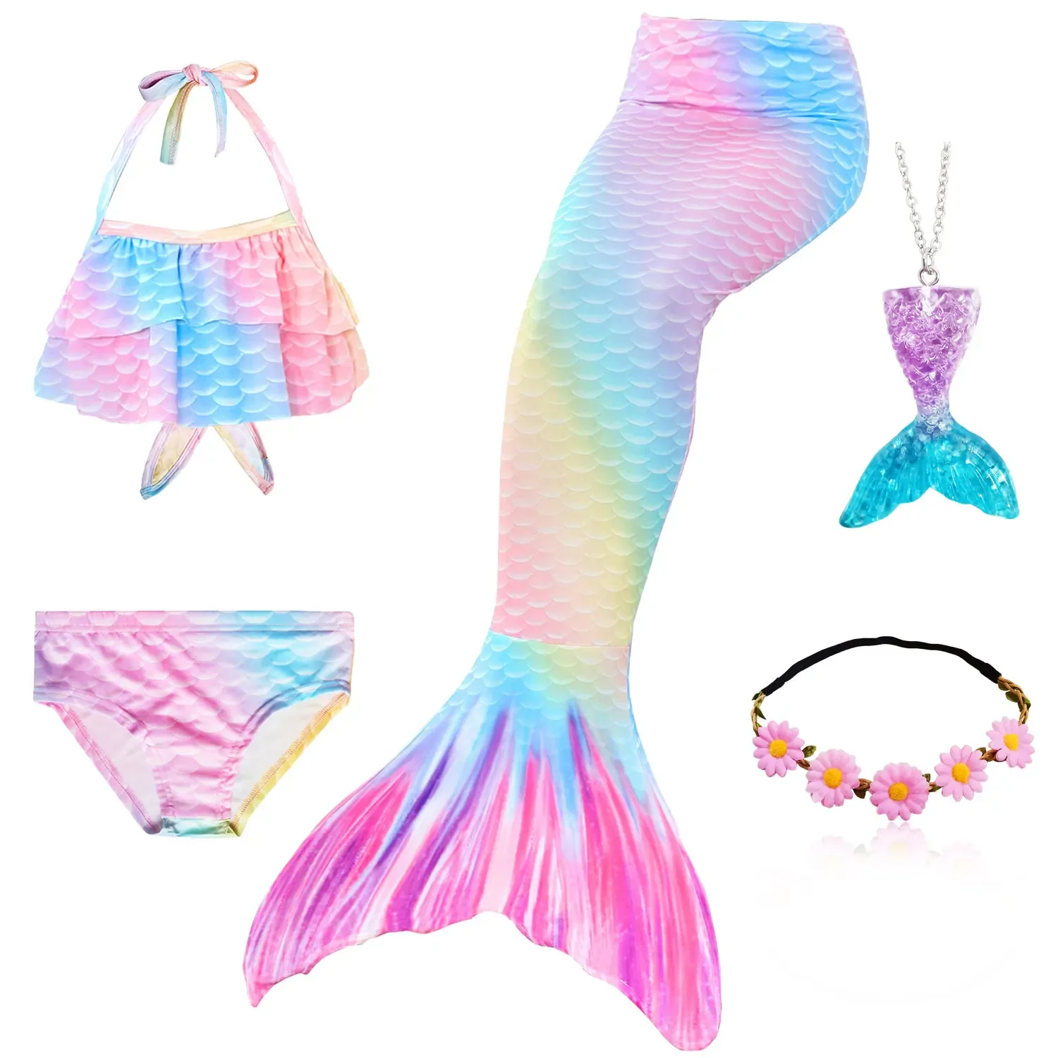 Girls Mermaid Tail Swim Costume Kids Mermaid Fish Tail Children Costume Swimsuit Cosplay Can Add Monofin
