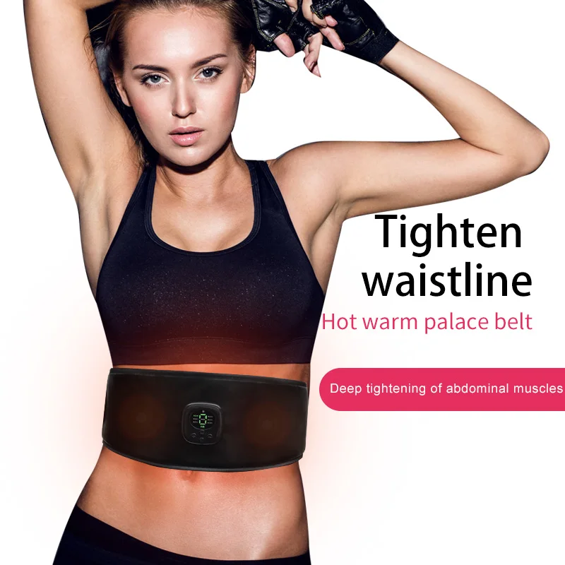 EMS Abs Trainer Heating Electric Muscle Toner Abdominal Toning Belt Muscle Training Body Slim Loss Weight Home Gym Fitness Unise
