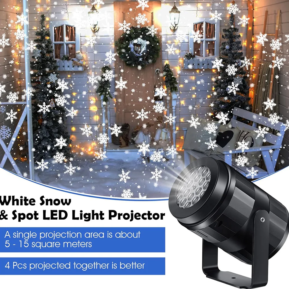 Proiettore Luminoso Natalizio Esterno A Fiocchi Di Neve – Con Telecomando, Velocità Regolabile, Impermeabile IP65, Per Decorazioni Giardino