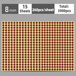 Colorful Multi-Size Self-Adhesive Dot Label Stickers - 15 Sheets for Versatile Organization and Decoration (Brown)