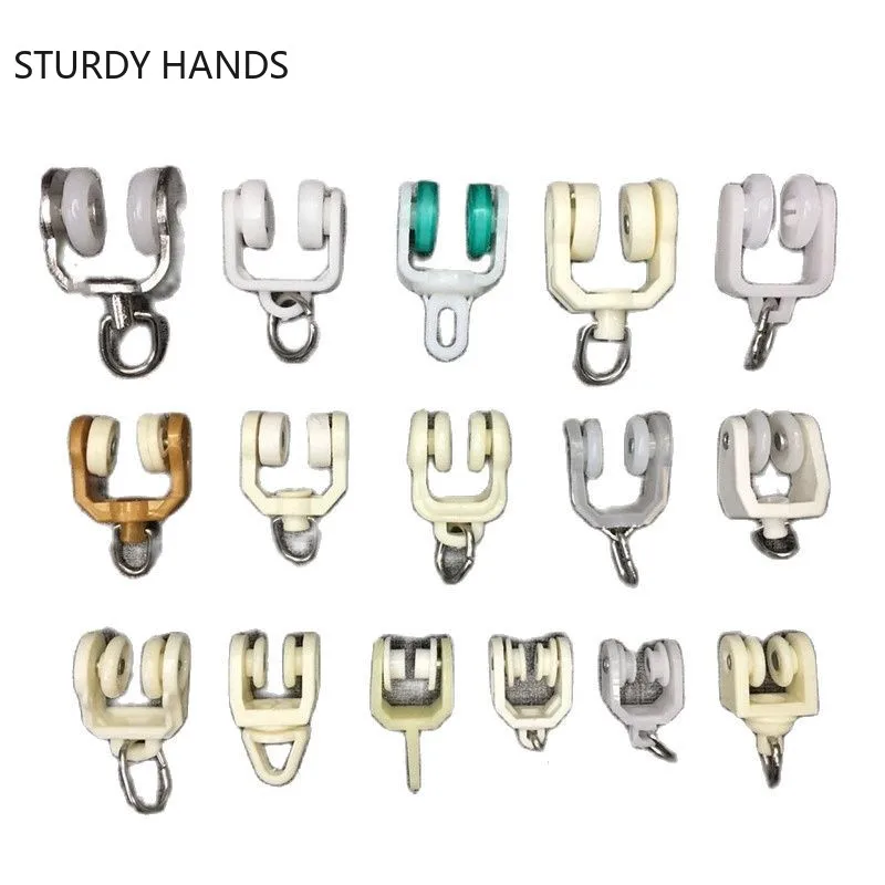 Flexible Curtain Track Wheel Carrier Rollers Straight Curved Track Hanging Pulley 10pcs Home Hardware Accessories