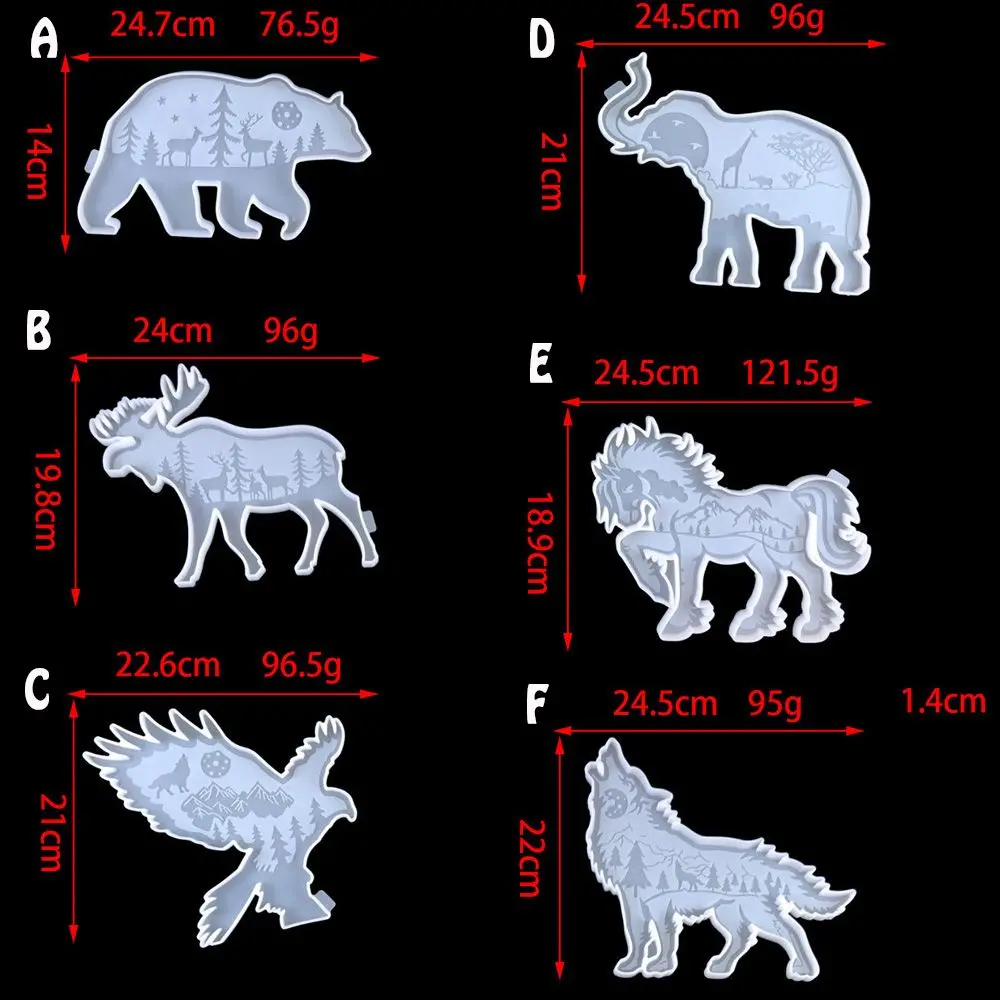 Silicone Mold Bear Horse Jewelry Making Tools DIY Pendant Elephant Wolf Ornament Resin Mold Epoxy Resin Molds Silicone Mould