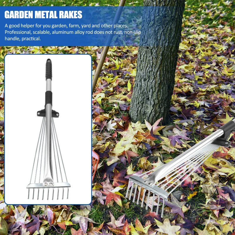 Description Picture 4 of itemCleaning Tools Foldable Garden Rake Leaf Fallen Leaves Foldable Garden Raker Foldable Garden Handle Steel Gardening Shrub Rake