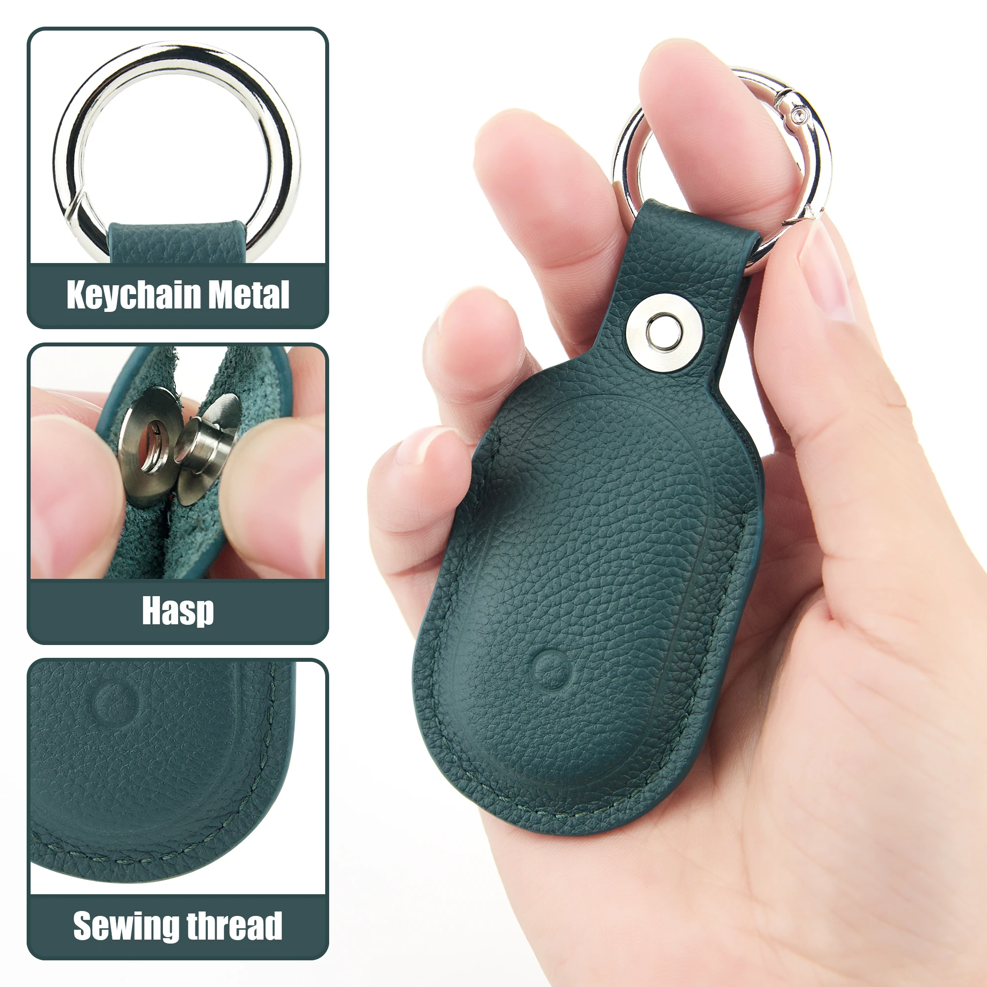 Genuine Leather Keychain Case for SmartTag2 - Premium Holder for Keys, Luggage, and Pets