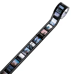 Vintage Film PET Tape for Scrapbooking and Journaling - 25mm x 2m, Adhesive Label Decor (B)