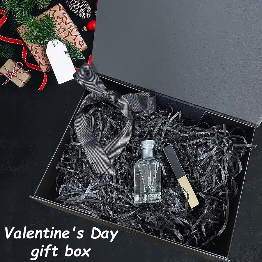 3 Sizes Available Luxury Magnetic Gift Box With Lid Ribbon Lafite Grass Greeting Card Valentine's Day Gift Packaging Box 3