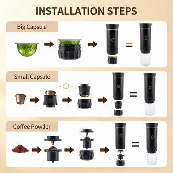 Wireless Electric Portable Espresso Coffee Machine for Car & Home Camping Coffee Maker 3-in-1 Capsule Powder Travel Coffee Maker 4