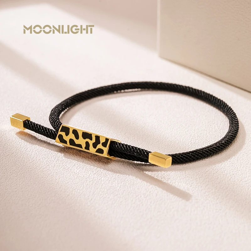 

MOONLIGHT Personalized Black Leopard Adjustable Bracelet For Women Simple Black Wristband Bracelets Female Party Jewelry Gifts