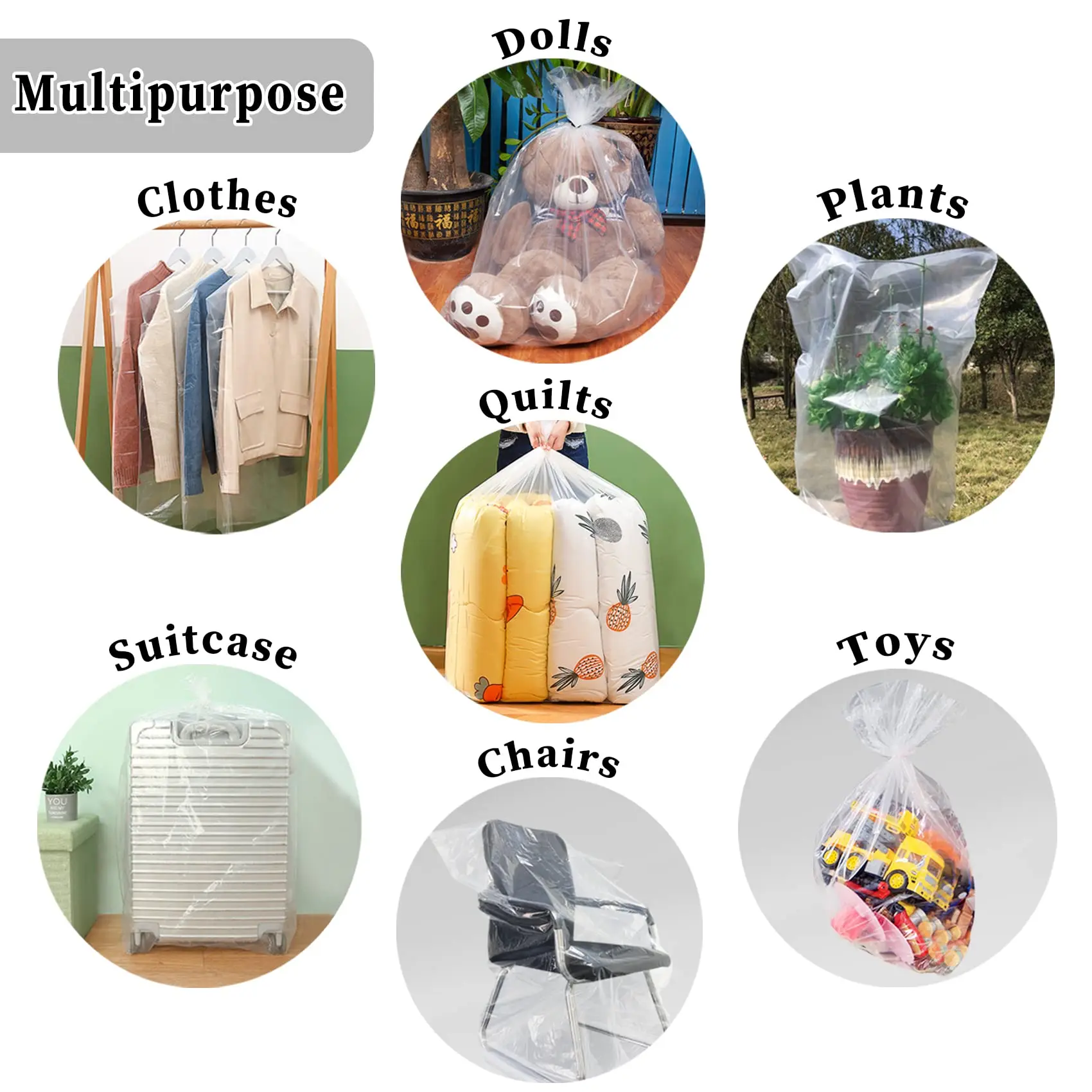 5 Pack Large Clear Plastic Storage Bags,Big Gaint Jumbo Huge Plastic Storage Bags for Blanket, Duvets, Pillows, Comforters 4