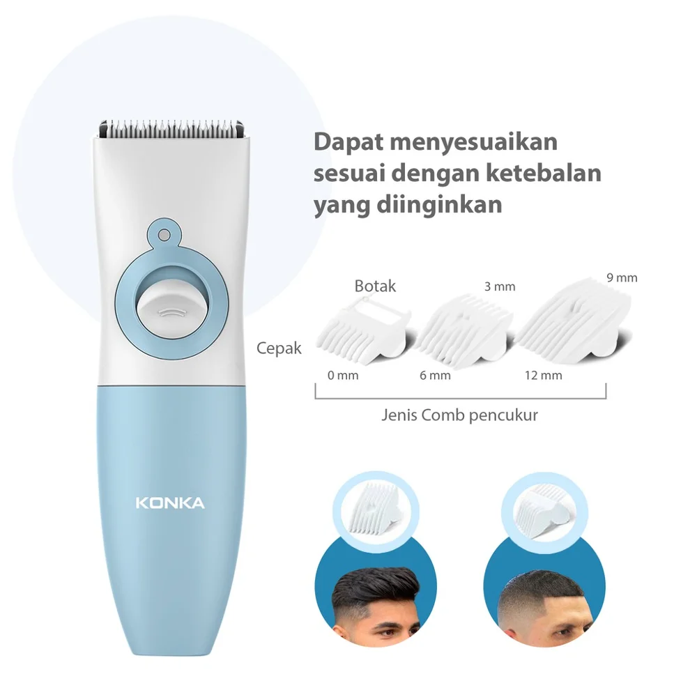 

New Electric Hair Clipper Blue For Children USB Fast Charging Low Noise Two Speed Adjustable Washable Ceramic Cutter